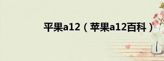 平果a12（苹果a12百科）