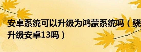 安卓系统可以升级为鸿蒙系统吗（骁龙865能升级安卓13吗）