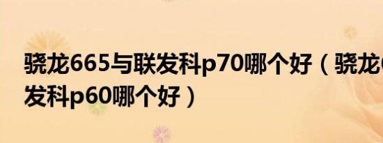 骁龙665与联发科p70哪个好（骁龙675和联发科p60哪个好）