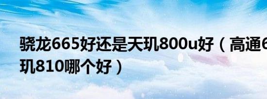 骁龙665好还是天玑800u好（高通665和天玑810哪个好）