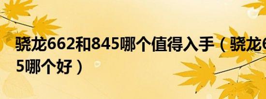 骁龙662和845哪个值得入手（骁龙662和845哪个好）