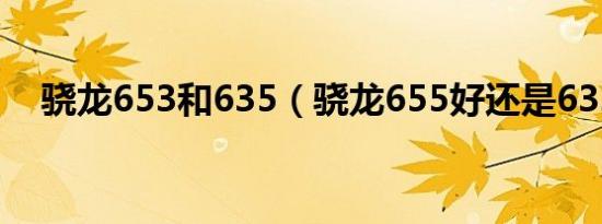 骁龙653和635（骁龙655好还是632好）