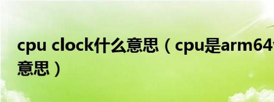 cpu clock什么意思（cpu是arm64v8a什么意思）