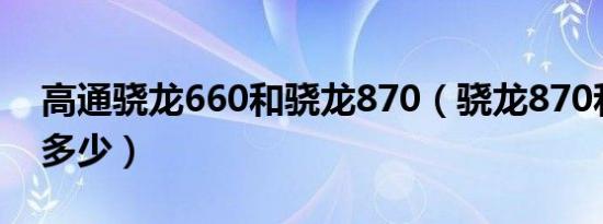 高通骁龙660和骁龙870（骁龙870和660快多少）