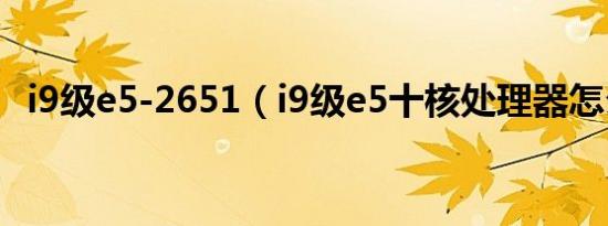 i9级e5-2651（i9级e5十核处理器怎么样）