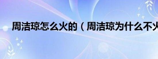 周洁琼怎么火的（周洁琼为什么不火了）