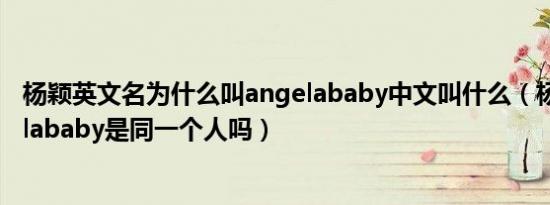 杨颖英文名为什么叫angelababy中文叫什么（杨颖与angelababy是同一个人吗）