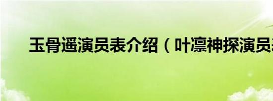 玉骨遥演员表介绍（叶凛神探演员表）