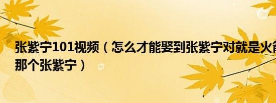 张紫宁101视频（怎么才能娶到张紫宁对就是火箭少女101那个张紫宁）