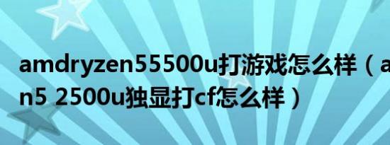 amdryzen55500u打游戏怎么样（amdryzen5 2500u独显打cf怎么样）