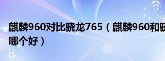 麒麟960对比骁龙765（麒麟960和骁龙768g哪个好）