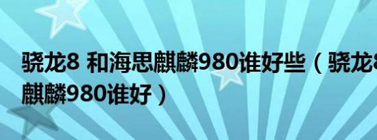 骁龙8 和海思麒麟980谁好些（骁龙8 和海思麒麟980谁好）