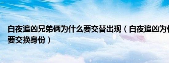 白夜追凶兄弟俩为什么要交替出现（白夜追凶为什么俩兄弟要交换身份）