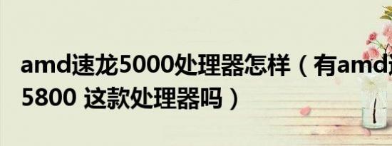 amd速龙5000处理器怎样（有amd速龙双核5800 这款处理器吗）