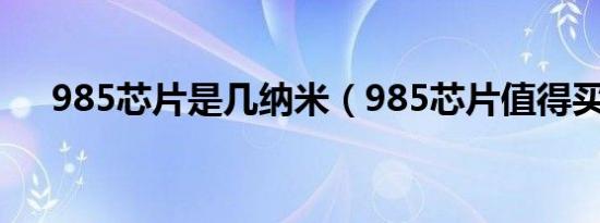 985芯片是几纳米（985芯片值得买吗）