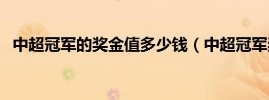 中超冠军的奖金值多少钱（中超冠军奖金）