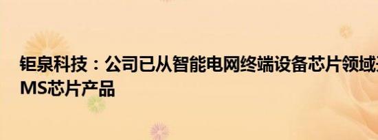 钜泉科技：公司已从智能电网终端设备芯片领域开始切入BMS芯片产品