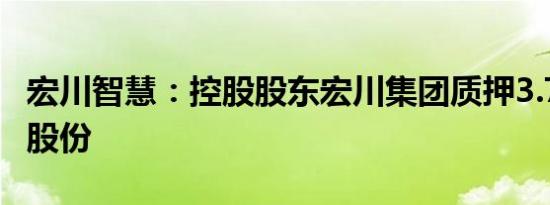 宏川智慧：控股股东宏川集团质押3.72%公司股份