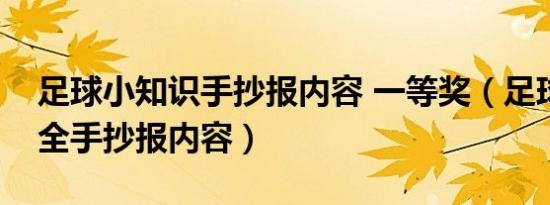 足球小知识手抄报内容 一等奖（足球知识大全手抄报内容）