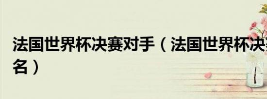 法国世界杯决赛对手（法国世界杯决赛比分排名）