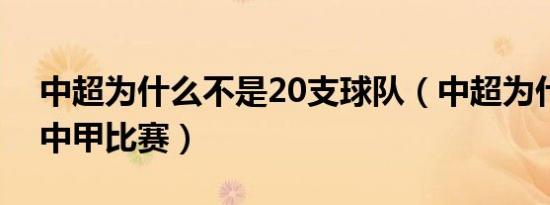 中超为什么不是20支球队（中超为什么不叫中甲比赛）