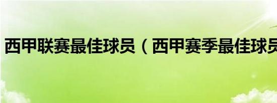 西甲联赛最佳球员（西甲赛季最佳球员是谁）