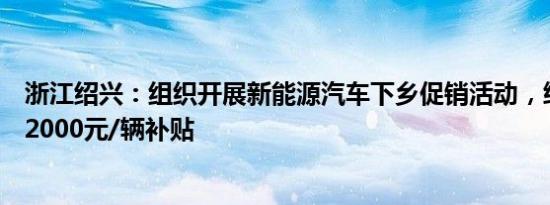 浙江绍兴：组织开展新能源下乡促销活动，给予不低于2000元/辆补贴