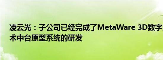 凌云光：子公司已经完成了MetaWare 3D数字人AIGC技术中台原型系统的研发