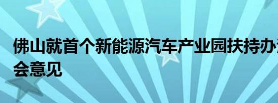 佛山就首个新能源产业园扶持办法征求社会意见