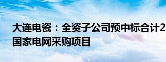 大连电瓷：全资子公司预中标合计2.49亿元国家电网采购项目