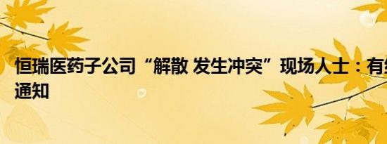 恒瑞医药子公司“解散 发生冲突”现场人士：有纠纷，在等通知