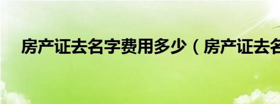 房产证去名字费用多少（房产证去名字）