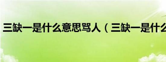 三缺一是什么意思骂人（三缺一是什么意思）