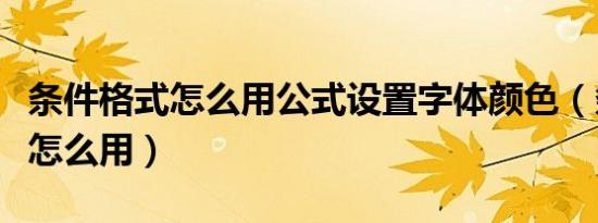 条件格式怎么用公式设置字体颜色（条件格式怎么用）