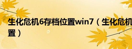 生化危机6存档位置win7（生化危机6存档位置）