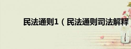 民法通则1（民法通则司法解释）