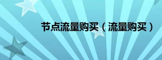 节点流量购买（流量购买）