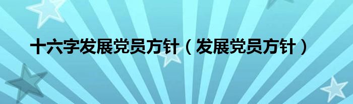 十六字发展党员方针（发展党员方针）