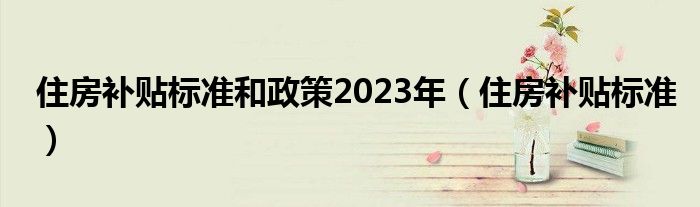 住房补贴标准和政策2023年（住房补贴标准）